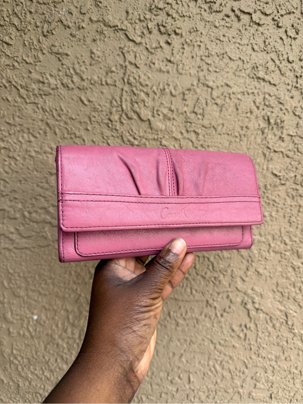 Coach Pink Leather Fold Wallet